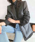 Faux Leather Panel Tailored Jacket